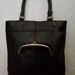 Authentic Vintage 1960's Black Coach Bonnie Cashin Legacy Tote Kiss Lock Purse